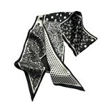 GIMIRO Saten ipek şal 148 x 13,5 cm kravat çift katmanlı bel blazer, manto, elbise için, Siyah/Beyaz Noktalar, 148cm x 13,5cm