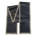 GIMIRO Saten ipek şal çift katmanlı 150 x 16 cm kravat çiçek bel kemeri blazer, manto, elbise için, 49# Polka Stripe Black, 150cm x 16cm