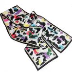 GIMIRO Saten ipek şal çift katmanlı 150 x 16 cm kravat çiçek bel kemeri blazer, manto, elbise için, Beyaz Siyah Renkli Gölge, 150cm x 16cm