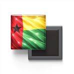 Gine-Bissau - Abstract Efektli Bayrak - Baskılı Kare Buzdolap Magneti