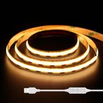 GINGSOW USB COB LED şerit 5 V sıcak beyaz 2700 K 2 m, 640 LED kısılabilir COB LED şerit ışıklar CRI80+ TV arka plan aydınlatması, esnek LED bant zemin altı lambası, mutfak için, ev kendin yap