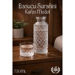 GİNZAMAİSON El Yapımı Cam, Kafes Modelli Başucu Sürahisi - 730Ml. Bardaklı Sürahi
