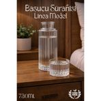GİNZAMAİSON El Yapımı Cam, Linea Modelli Başucu Sürahisi - 730Ml. Bardaklı Sürahi
