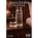 GİNZAMAİSON El Yapımı Cam, Pure Modelli Başucu Sürahisi -730Ml. Bardaklı Sürahi