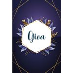 Gioa: Taccuino personalizzato con il nome Gioa | Regalo di compleanno per moglie, mamma, sorella, figlia ... | Foglie blu | 110 pagine a righe, Piccolo formato 6x9 pollici (15,24 x 22,86 cm)