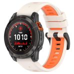 GIOPUEY Garmin Fenix 8 51MM/Enduro 3 ile Uyumlu Kayış, Yumuşak TPU Saat Kayışı, Kayış Değiştirme [renkli dikiş tasarımı] - Bej/Turuncu