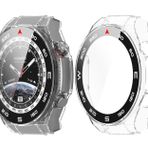 GIOPUEY [Huawei Watch Ultimate uyumlu 2 adet kılıf, cam koruyucu film + sert plastik çerçeve, 360° çepeçevre koruma, Huawei Watch Ultimate Cover - şeffaf + şeffaf