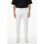 Giotelli Erkek Beyaz Rahat Kesim Comfort Fit Pamuklu Gabardin Duble Paça Chino Pantolon