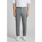 Giotelli Erkek Gri Dar Kesim Slim Fit Viskon Kemerli Bel Duble Paça 6 Drop Pantolon
