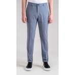 Giotelli Erkek Mavi Dar Kesim Slim Fit Çizgili Yan Cep Normal Bel Duble Paça Kumaş Pantolon