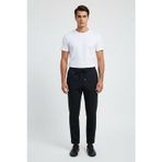 Giotelli Erkek Siyah Dar Kesim Slim Fit %100 Yün Balıksırtı Desenli Jogger Pantolon