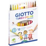 GIOTTO Turbocolor keçeli kalemler, ince uçlu, 2,8 mm, 12 ten rengi, çocuklar, partiler ve okullar için ideal