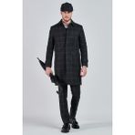 Giovane Gentile Giovane G. Designers Siyah Çizgili Palto Uzun Kol Erkekler İçin Midi Modelleri - 58