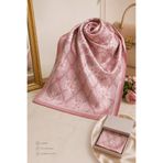 Giovanni Boulera Pembe Çiçek Desenli,Çift Taraf Baskı,Süper El Dikişi,16 mm Mulberry Twill İpek Şal,Eşarp