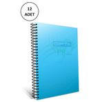 Gipta A4 Spiralli Defter Eko Plastik Kapak Cizgili 100 Yaprak 12 Adet