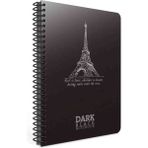 Gıpta Dark Black Notebook - Pp (Polipropilen) Plastik Sert Kapak Siyah Yapraklı Defter - 17X24 cm Düz Çizgisiz 50 Yaprak ( Kapak : Eyfel Kulesi Illüstrasyonu Paris