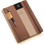 Gıpta Exclusıve Elite Vıp Spiralli Sert Kapak Lastikli Özel Kutulu Defter - 17X24 cm 100 Yp Çizgili Ajanda Kahverengi
