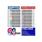 Gıpta Fineliner Kalem 0,4 Mm - Üçgen Gövde Set 24 Adet +kalem Çantası Hediye