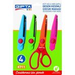 Gıpta K711 Desen Kesimli 1 Makas+3 Yedek Uç Çoçuk Makası