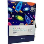 Gıpta Kilitli Ip Dikişli Sert Kapak Hatıra Defteri - Günlük - 14X20 cm 120 Yp Çizgisiz / Astronot ve Uzay Temalı Desen