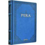 Gıpta Pera Yaldızlı Deri Kapaklı Özel Ciltli Defter - 13X21 cm 120 Yp Çizgisiz Ajanda Mavi