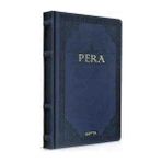 Gıpta Pera Yaldızlı Deri Kapaklı Özel Ciltli Defter - 17X24 cm 160 Yp Çizgisiz Ajanda Mavi Lacivert