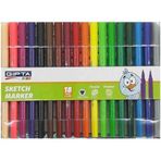 Gıpta Sketch Marker 18 Renk Fırça Uç+PVC Çantalı Fineliner Kalem