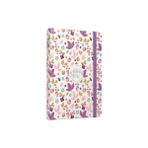 Gıpta The List Of 100 Things To Do Serisi Dikişli Sert Kapaklı 120 Yaprak Kareli Defter 17X24 cm Lastikli Ajanda Beyaz Zemin Mor Lila Turuncu Tonlarda