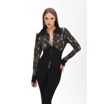 Gira official Siyah Dantel Korse Detaylı Bluz (Bej astar)