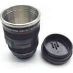 Giraffe Objektif Görünümlü Lens Kupa Çelik Kahve Çay Termos Mug Bardak - Siyah