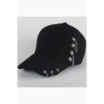 Giraffe Piercingli Metal Retro Pamuklu Siyah Beyzbol Cap Şapka Erkek/Kadın (Arkası Ayarlamalı)
