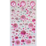Giraffe PK Sticker Taş Sticker Pembe Yuvarlak Yapışkanlı Saç , Yüz Ve Tırnak Taşı Yılbaşı Süs Dekor Işıltılı Parlak