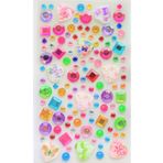 Giraffe PK Sticker Taş Sticker Renkli Desenli Kalpler Yapışkanlı Saç , Yüz Ve Tırnak Taşı Yılbaşı Süs Dekor Işıltılı