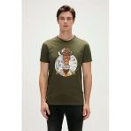 Giraffe T-Shirt Haki Yeşil Baskılı Erkek Tişört