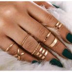 Girift Vintage Charm 8 Adet Gold Detaylı Çoklu Yüzük Seti