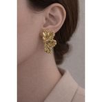 Girift Vintage Zebu Gold Yaprak Modelli Küpe - Altın