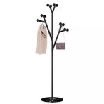 Giriş Yolu Ofis Yatak Odası için Portmanto Zemin Standı Yuvarlak Mermer Tabanlı Metal Portmanto Elbise Şapkaları için 12 Kancalı Stand 32x175CM (Renk: Siyah)