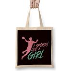 Girl Handball Player Handballer Ball Sports Coach Trainer Bez Çanta Uzun Saplı - Açık Bej - 40 X 40