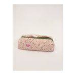 girlsybags Pembe Çiçekli Tek Gözlü Kalemlik Yıkanabilir Fermuarlı Okul Kalem Kutusu 21x10x7 Ölçüler