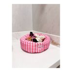girlsybags Pembe Çizgili KüçükOrganizer Sepet Dolap İçi Düzenleyici Makyaj Çantası Kumaş Organizer Çanta