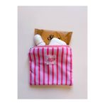girlsybags Pembe Çizgili Mini Bozuk Para Cüzdanı, Sıvı Geçirmez Ped Çantası, Mini Makyaj Çantası