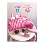 girlsybags Pembe Çizgili Sıvı Geçirmez Makyaj Çantası Plaj Havuz Kozmetik Çantası Yıkanabilir Büyük Boy