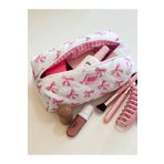 girlsybags Pembe Kurdeleli Makyaj Çantası Büyük Boy Fermuarlı Portföy Çanta