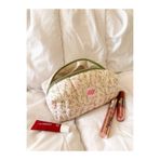 girlsybags Pıtırcık Çiçekli Makyaj Çantası Çiçek Desenli Büyük Boy Fermuarlı Portföy Çanta