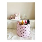 girlsybags Puantiyeli Pembe Sıvı Geçirmez Büyük Organizer Sepet Dolap İçi Düzenleyici Makyaj Çanta Kumaş Organizer