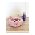 girlsybags Toz Pembe Çizgili Küçük Organizer Sepet Dolap İçi Düzenleyici Makyaj Çantası Kumaş Organizer Çanta