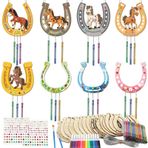 gisgfim 16 paket çocuklar için at el sanatları rüzgar çanı kitleri kendi at nalı rüzgar çanı süsleme bitmemiş ahşap DIY boyama at sanat el sanatları okul ev asılı dekor doğum günü kaynağı iyilik