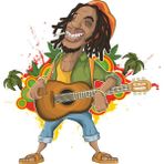 Gitar Çalan Adam Sticker 10X10 Cmrenkli Sticker