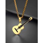 Gitar Gold 316L Paslanmaz Çelik Kolye Alerji Yapmaz Kadın&Erkek