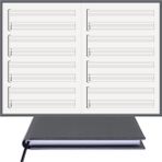 Gitar Nota Defteri (Boş ve Tab Anahtarlı)% 100 El Yapımı, El Dikişi, (İplik Dikiş) Gerçek Cilt Bezi A/5 - Gri